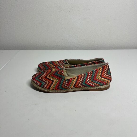 Équilibrio Woman’s Orange & Green Canvas Aztec Print Espadrilles Size 9 BOHO - Picture 3 of 9